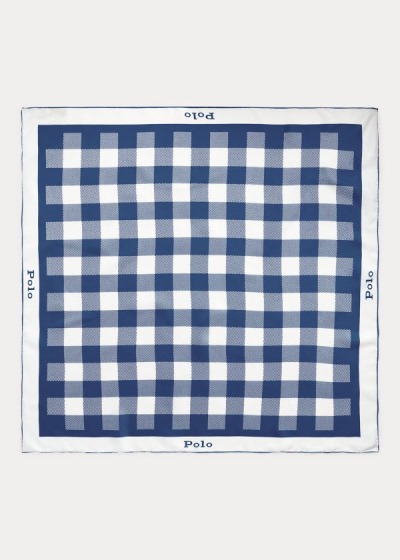 Bufandas Polo Ralph Lauren Mujer Azules - Gingham Silk - COLYS1824